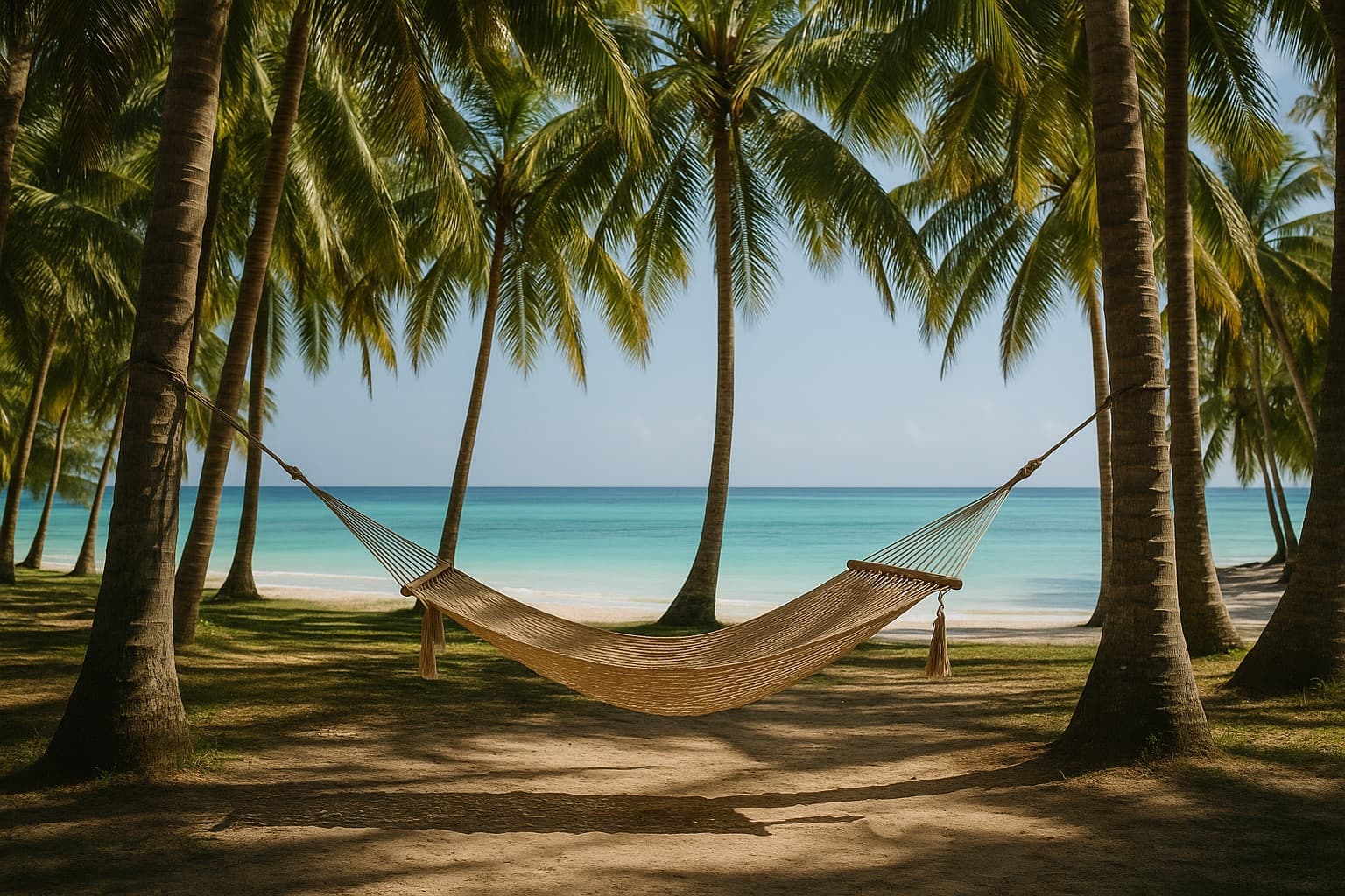 Spokojne palmy z hamakiem na plaży Zanzibaru – podróżuj bezpiecznie i w relaksie